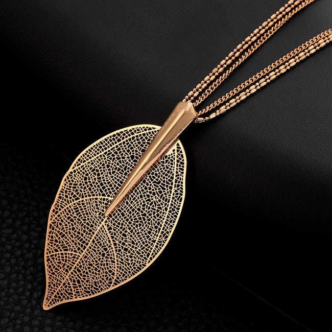 Pendants Sweater Chain Big Leaves Statement