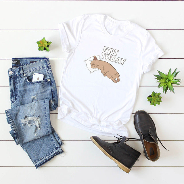 Not Today Dog Lazy Sleep Funny T-shirt Plus Size