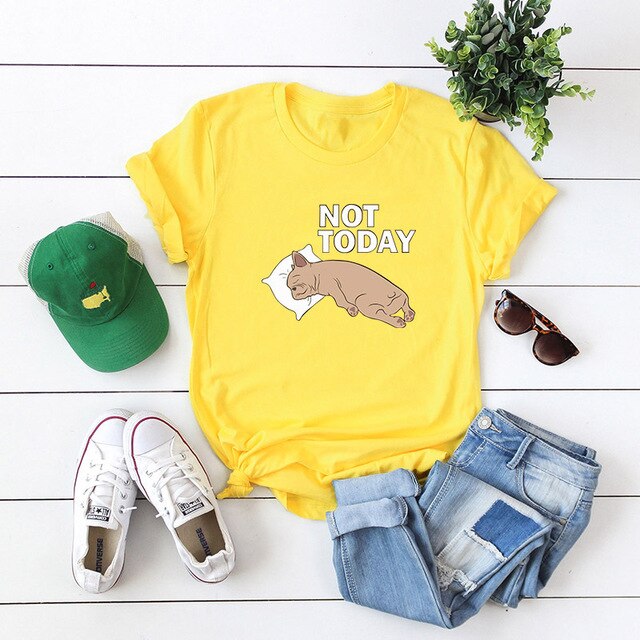 Not Today Dog Lazy Sleep Funny T-shirt Plus Size