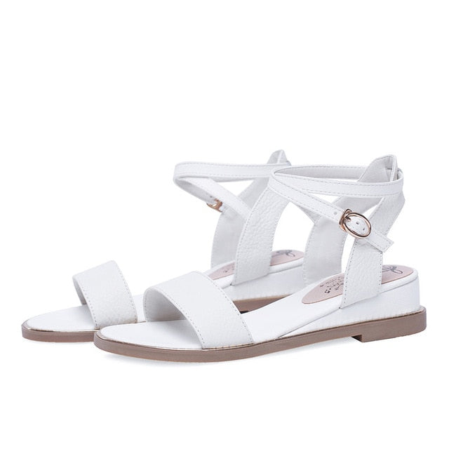 Buckle genuine leather shoes women Casual
