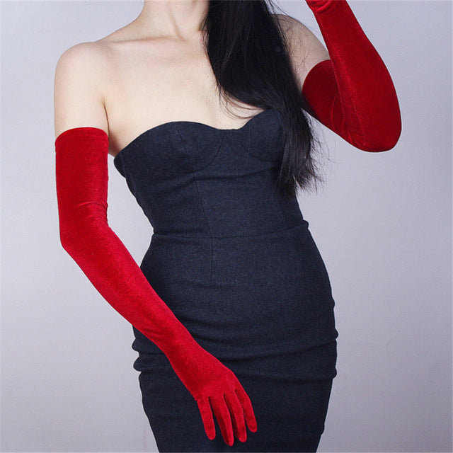 Gloves Short Wine Red Crimson Super Long