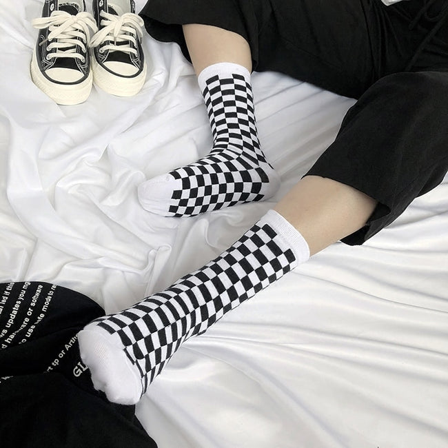 Checkerboard Socks Geometric Socks Men