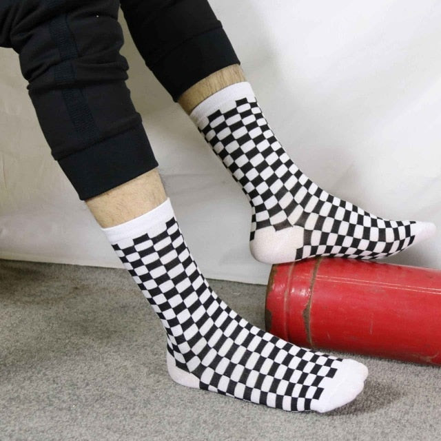 Checkerboard Socks Geometric Socks Men