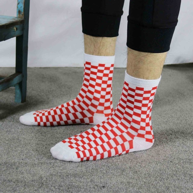 Checkerboard Socks Geometric Socks Men