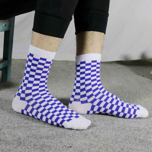 Checkerboard Socks Geometric Socks Men