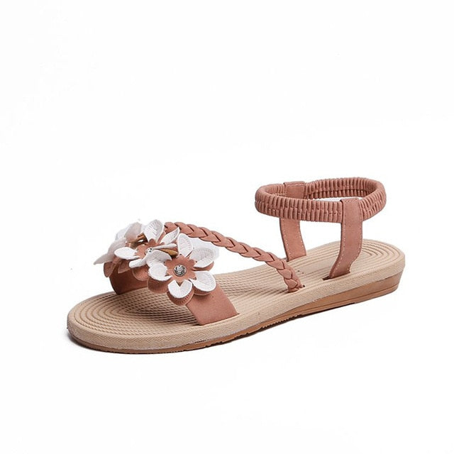 Shoes Sandals Elastic ankle strap Flat Sandalias