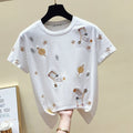 T shirt Women Clothes Summer Short Sleeve Embroidery