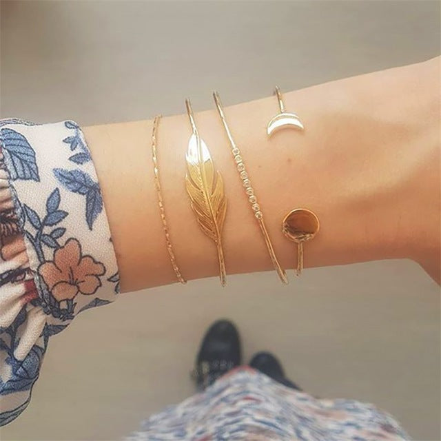 Women's Fashion Crystal Leaves Geometric Chain