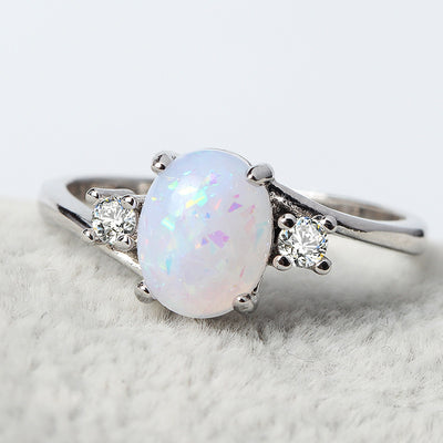 Oval Cut Opal Diamond Ring Birthday