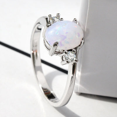 Oval Cut Opal Diamond Ring Birthday