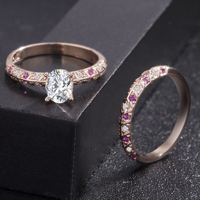 Rose Gold Filled Oval Cut Wedding Solid Ring