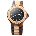 Wooden Date Quartz Wrist Watch with Gear Shape