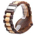Wooden Date Quartz Wrist Watch with Gear Shape