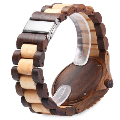 Wooden Date Quartz Wrist Watch with Gear Shape