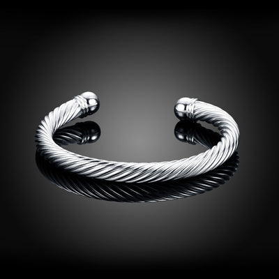 Twist Rope Bracelet Fashion Circular Shape Silver Bracelet