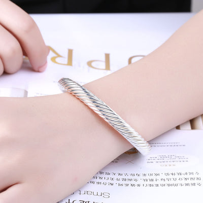 Twist Rope Bracelet Fashion Circular Shape Silver Bracelet