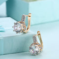 Earring White Round Diamond Romantic Wind