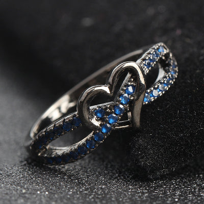 Fashion Heart Shaped Sapphire Zircon Black Gold