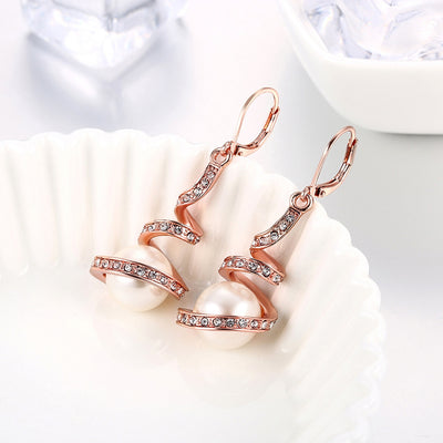 Rose Gold Ball Pearl Earring