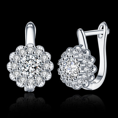Earring with Floral Diamond-Encrusted Romantic