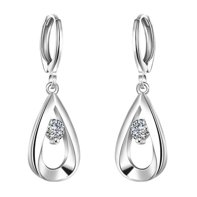 European Fashion Simple Water Zircon Silver