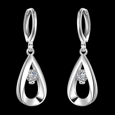 European Fashion Simple Water Zircon Silver