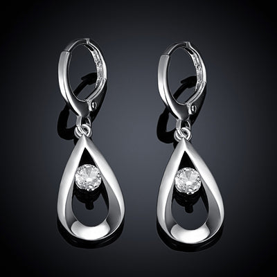 European Fashion Simple Water Zircon Silver