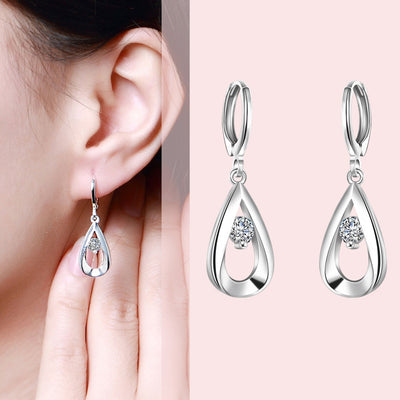 European Fashion Simple Water Zircon Silver