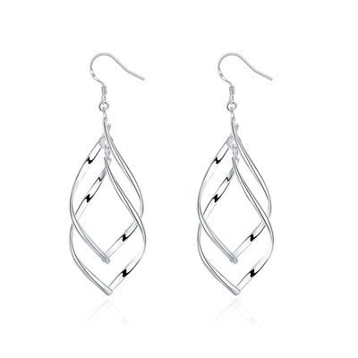 Double Banana Earrings Fashion Leaf Silver