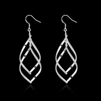Double Banana Earrings Fashion Leaf Silver