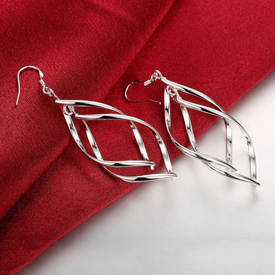 Double Banana Earrings Fashion Leaf Silver