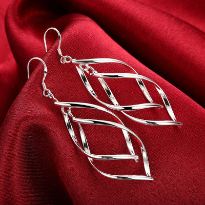 Double Banana Earrings Fashion Leaf Silver
