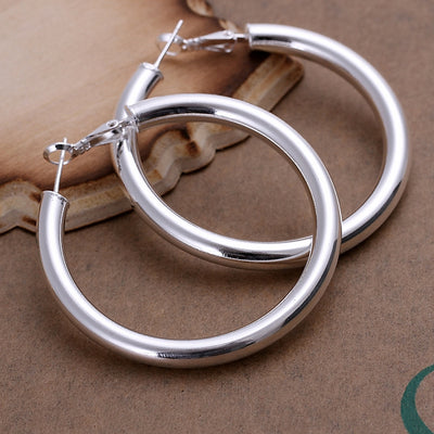 Empty Ear Rings Fashion Silver Jewelry Round