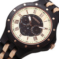 Wooden Quartz Watch Date Day Display Roman