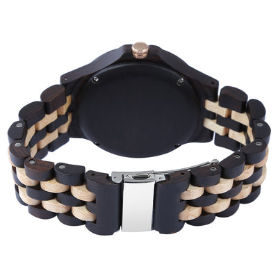 Wooden Quartz Watch Date Day Display Roman