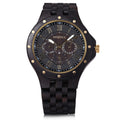 Wooden Quartz Watch Date Day Display Roman