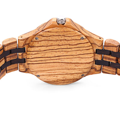 Wooden Quartz Watch Date Day Display Roman