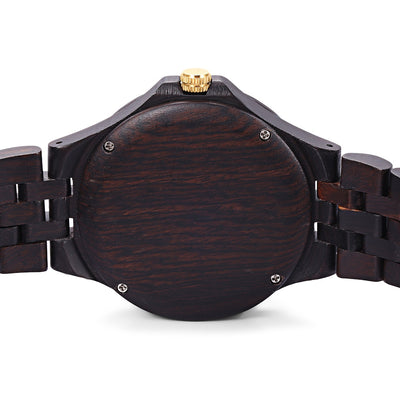 Wooden Quartz Watch Date Day Display Roman