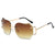 Oversized Designer Clear Lens Sunglasses Rimless Metal