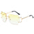 Oversized Designer Clear Lens Sunglasses Rimless Metal