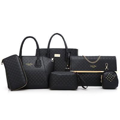 6 Pcs Argyle Pattern Handbag Set