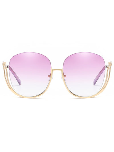 Half Frame Oversized Sunglasses with Curved