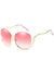 Half Frame Oversized Sunglasses with Curved