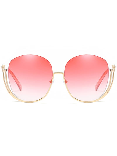 Half Frame Oversized Sunglasses with Curved
