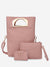 Simple Style Solid Leather Handbag Set