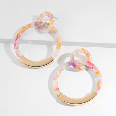 Leopard Print Acrylic Round Earrig Fashion Charm