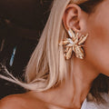 Elegance Silver Gold Big Flower Drop Dangle