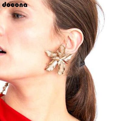 Elegance Silver Gold Big Flower Drop Dangle