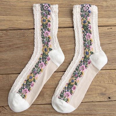 Floral Funny Socks Women Warm Cotton Cute