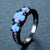 Hollow Design Oval Rainbow Fire Opal Ring
